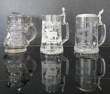 3x  Glazen Vintage/Retro Bierpullen beschikbaar voor biedingen