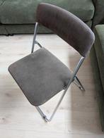 Retro klapstoel met ribstof zitting, Ophalen, Gebruikt, Bruin, Stof
