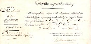 KWITANTIE WEGENS OVERSTORTING CROMMONIE 25 OCT 1824 beschikbaar voor biedingen