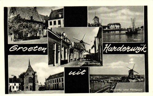 Groeten uit Harderwijk - 5 afb. o.a. molen panorama - 1958 g, Verzamelen, Ansichtkaarten | Nederland, Gelopen, Gelderland, 1940 tot 1960