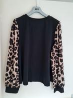 Zwarte blouse met luipaardprint mouwen - Maat XL, Zwart, Maat 46/48 (XL) of groter, Nieuw, Ophalen of Verzenden