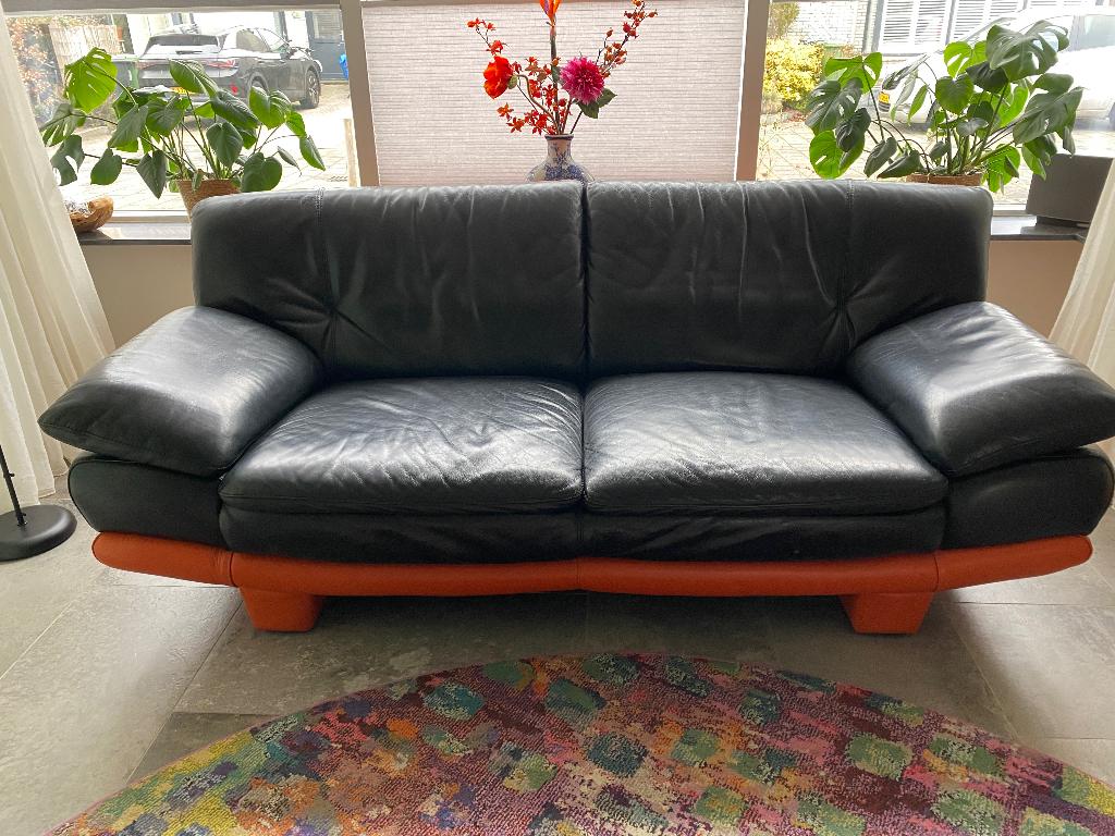 2,5 zits leren bank, Ophalen, Gebruikt, Driepersoons, 75 tot 100 cm