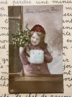 1919 Bonne et heureuse Année - meisje maretak sneeuw (NN), Ophalen of Verzenden, Voor 1920, Gelopen, Feest(dag)