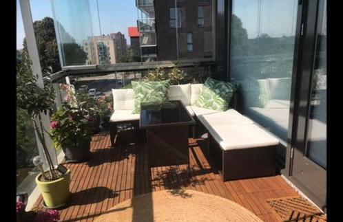 Zgan loungeset bruin / creme tuinbank incl tafel tuinset, Tuin en Terras, Tuinsets en Loungesets, Zo goed als nieuw, Loungeset