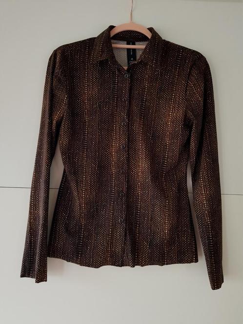 Jane Lushka travelstof blouse bruin motief S, Kleding | Dames, Blouses en Tunieken, Zo goed als nieuw, Maat 36 (S), Bruin, Ophalen of Verzenden