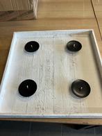 9 houten decoschaal 40x40 met 4 kaarsprikkers, Diversen, Kerst, Ophalen of Verzenden, Nieuw