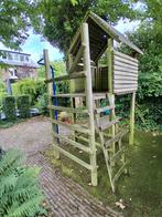 Houten boomhut met trapje+schommel+glijpaal+picknicktafel., Ophalen, Gebruikt, Hout