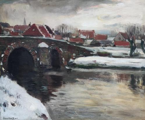 Louis van Soest (1867-1948)-De oude brug in de winter (1913), Antiek en Kunst, Kunst | Schilderijen | Klassiek, Ophalen of Verzenden