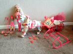 Vintage 1990 Barbie Ski Fun & Blizzard Snowdance Paard Koets, Kinderen en Baby's, Ophalen of Verzenden, Gebruikt, Barbie