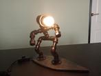 Industriële handgemaakte steampunk lamp motief surfer, Ophalen of Verzenden, Nieuw