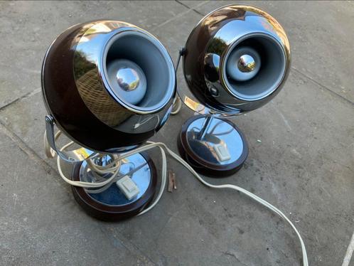 Twee vintage eyeball lampen / bruin / setprijs, Huis en Inrichting, Lampen | Overige, Gebruikt, Ophalen