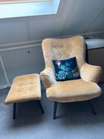 Okergele fauteuil met hocker, Ophalen, 75 tot 100 cm, Zo goed als nieuw, 75 tot 100 cm
