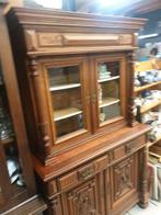 Leuk antieke kast 4 deurs met 2 lades en planken 2 delig, Huis en Inrichting, Kasten | Buffetkasten, Ophalen, Gebruikt, 100 tot 150 cm