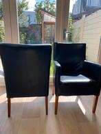 6 leren donkerblauwe eetkamerstoelen - supercomfortabel, Huis en Inrichting, Ophalen, Gebruikt, Blauw, Leer