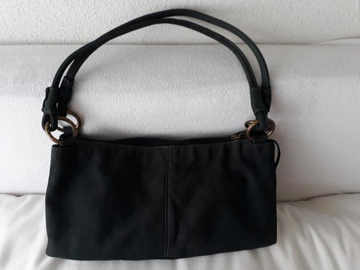 Blauw suede Ferchi handtas, Sieraden, Tassen en Uiterlijk, Tassen | Damestassen, Gebruikt, Handtas, Blauw, Ophalen of Verzenden