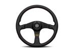Momo Tuner 350mm Zwart Grijs Leder stuur sportstuur, Ophalen of Verzenden
