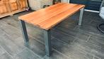 Massief kersen houten tafel 200X100 RVS poten, Ophalen, 100 tot 150 cm, 200 cm of meer, Zo goed als nieuw