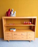 Vintage Beuken Schoolkast boekenkast met Lades & Schap, Ophalen, Gebruikt, 100 tot 150 cm, Vintage