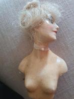 Franse halfdoll buste boudoir doll  van was, Antiek en Kunst, Curiosa en Brocante, Ophalen