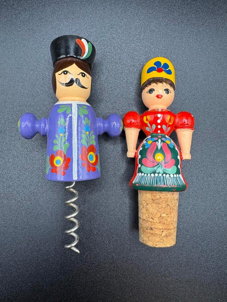 Houten Hongaarse Kurkentrekker & Flessenstop Set, Antiek en Kunst, Antiek | Keukenbenodigdheden, Ophalen of Verzenden