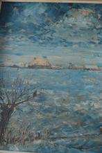 Winterlandschap. Olieverf op paneel. Gesigneerd., Antiek en Kunst, Ophalen