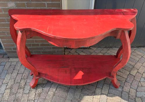 Sidetable rood antieke look, Huis en Inrichting, Tafels | Sidetables, Gebruikt, 25 tot 50 cm, 100 tot 150 cm, Overige vormen, Ophalen
