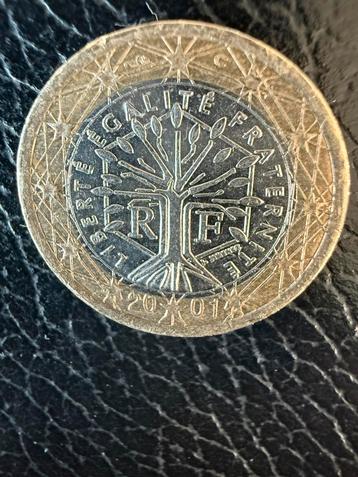 1 Euro munt Frankrijk.  2001 Liberté Egalité Fraternité beschikbaar voor biedingen