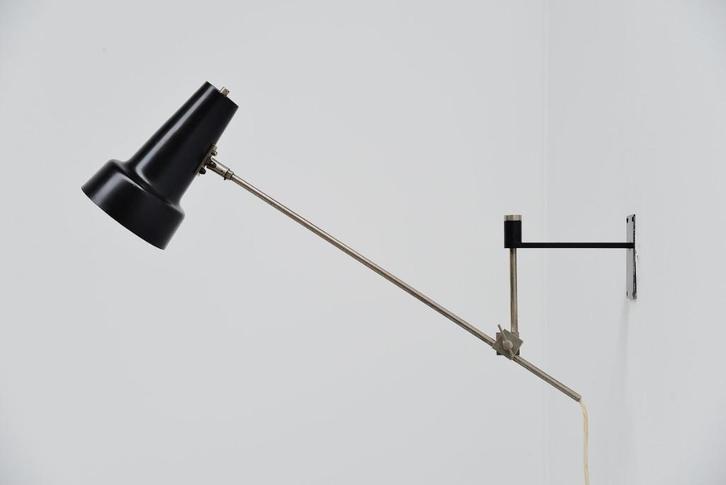 Willem Hagoort design adjustable wall lamp jaren 60, Huis en Inrichting, Lampen | Wandlampen, Gebruikt, Metaal, Ophalen