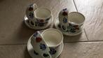 Boerenbont kop en schotel 6 delig, Antiek en Kunst, Antiek | Servies compleet, Ophalen of Verzenden