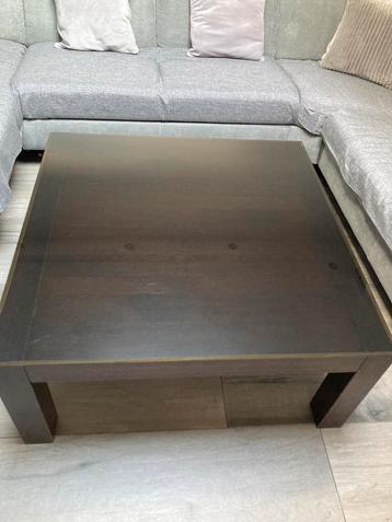 Eikenhouten Salontafel 100x100cm( inclusief de glas) beschikbaar voor biedingen