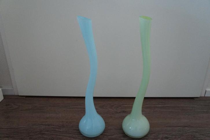 vazen set glas pastelkleur vintage retro, Huis en Inrichting, Woonaccessoires | Vazen, Zo goed als nieuw, Overige kleuren, Minder dan 50 cm