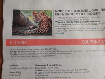 Mondo Verde tickets 2 stuks beschikbaar voor biedingen