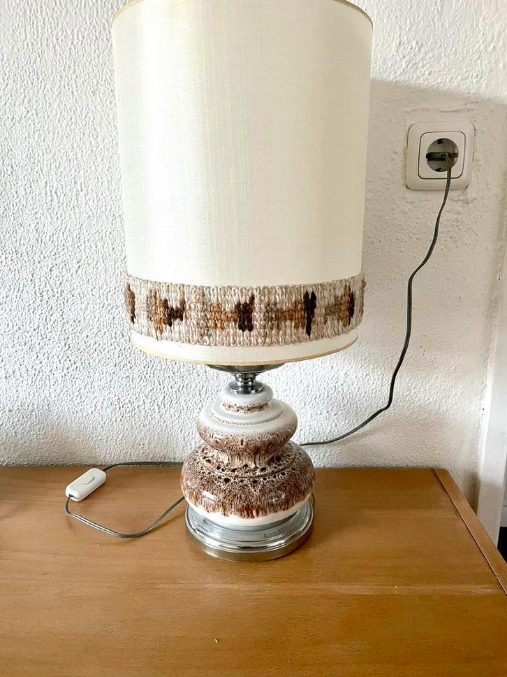 Vintage Tafellamp Fat Lava & Chrome, Huis en Inrichting, Lampen | Tafellampen, Gebruikt, Metaal, Ophalen of Verzenden