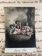 Joyeuse Fête - vijf kindjes in een rieten mand (II), Ophalen of Verzenden, Voor 1920, Gelopen, Kinderen