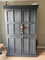 Stoere zwarte soort broodkast / computerkast, geloogd grenen, Huis en Inrichting, Ophalen, Gebruikt, 100 tot 150 cm, Grenenhout