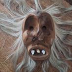 Houten masker met haar, Ophalen of Verzenden