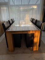 Geolied eikenhout eettafel, Huis en Inrichting, Tafels | Eettafels, Ophalen, 200 cm of meer, 50 tot 100 cm, Zo goed als nieuw