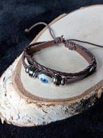 bruin leren armband Nazar / Evil Eye, Sieraden, Tassen en Uiterlijk, Armbanden, Ophalen of Verzenden, Nieuw, Bruin, Leer