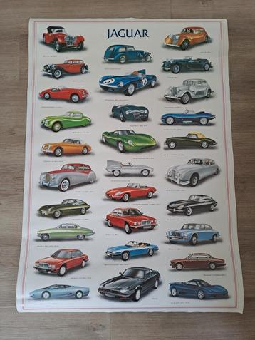 Mooie nieuwe poster met 29 oldtimers/automodellen Jaguar.