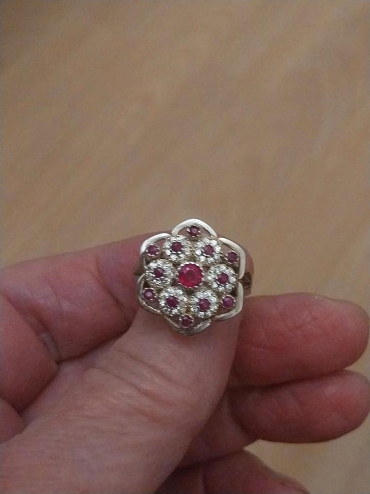 Mooie zilveren ring met robijn. Nieuw., Sieraden, Tassen en Uiterlijk, Ringen, Nieuw, Dame, 18 tot 19, Zilver, Zilver, Met edelsteen