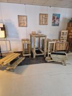Bartafelset met 4 krukken hout geïmpregneerd, Tuin en Terras, Tuinsets en Loungesets, Ophalen, Nieuw, Hout