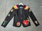 Oeteldonk jasje zwart met emblemen, Ophalen of Verzenden, Zo goed als nieuw, Maat 38/40 (M), Carnaval