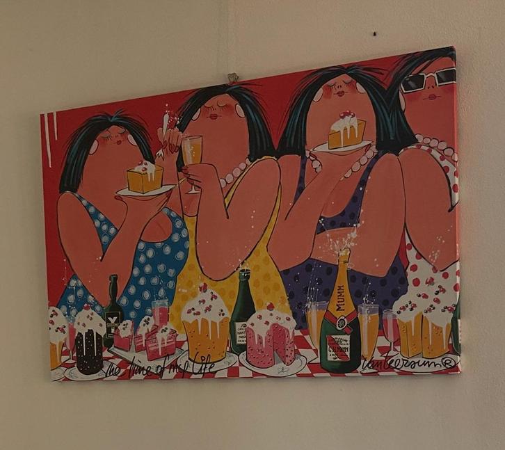 Dikke Dames 'The Time of my Life' Schilderij, Antiek en Kunst, Kunst | Schilderijen | Klassiek, Ophalen