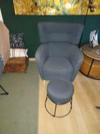 Grijze fauteuil met voetenbankje, 75 tot 100 cm, Ophalen of Verzenden, Zo goed als nieuw, Stof