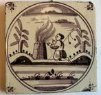 Mangaantegel met bijbelse voorstelling, Antiek en Kunst, Antiek | Wandborden en Tegels, Ophalen of Verzenden