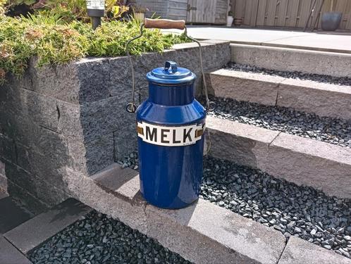 Emaille melk bus, blauw emaille, brocante melkbus, 5 liter, Antiek en Kunst, Antiek | Emaille, Ophalen of Verzenden