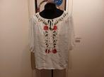 Nieuwstaat witte bloes met geborduurde bloemen Shein mt 2XL, Wit, Maat 46/48 (XL) of groter, Ophalen of Verzenden, Zo goed als nieuw
