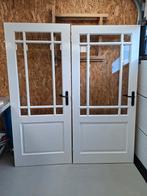 2 mooie hardhouten deuren met facet geslepen glas!, Doe-het-zelf en Verbouw, Deuren en Horren, 80 tot 100 cm, Binnendeur, Ophalen of Verzenden