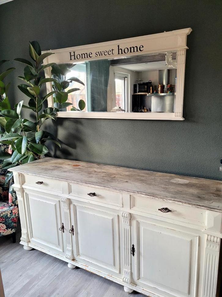 Dressoir met spiegel, Huis en Inrichting, Kasten | Dressoirs, Gebruikt, 150 tot 200 cm, 25 tot 50 cm, Met lade(s), Met deur(en)