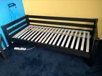 Zwart houten bed 90 x 200 cm, 90 cm, Gebruikt, Eenpersoons, Hout